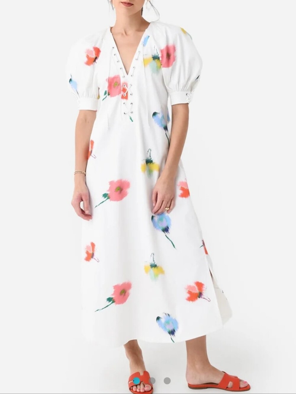 Sleeper Garden Floral-Print Cotton-Blend Midi Dress Size L/XL